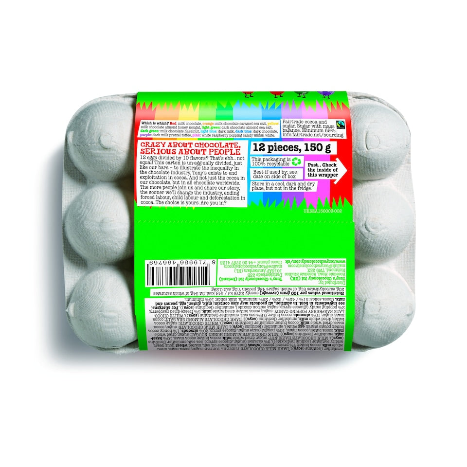 Tony's Chocolonely Easter 12 Egg-Stra Special Chocolate Eggs 150G x 2 Gift for Easter