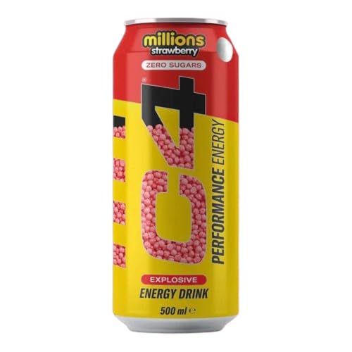C4 Drink Millions Strawberry Zero Sugar Energy Drink 500ml (Pack of 12) "A symphony of flavors"