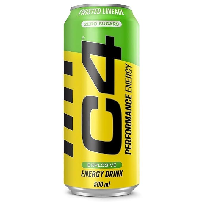 C4 Drink Twisted Limeade Zero Sugar Energy Drink 500ml (Pack of 12) "Formulated To Invigorate And Energize"