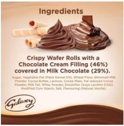 Galaxy Flutes Milk Chocolate Crispy Wafer Rolls 12 x  22.5g Full Box
