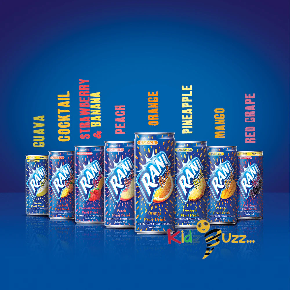 Rani Float Mix 24x235ml Mango, Peach, Orange, Pineapple, Strawberry Banana Juice