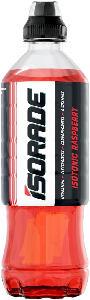 Isorade Isotonic Raspberry - Hydration & Performance Drink - Electrolytes, Carbohydrates, B Vitamins 500ml (Pack of 12) “Charge Your Life, One Sip at a Time”