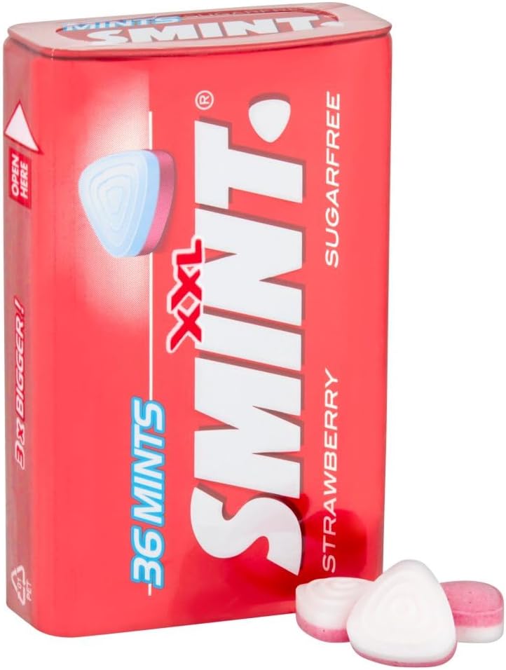 Smint Sugar Free Strawberry Mints – 12 x 36 XXL Tins | Smints Peppermint Polo Mints | Sugar Free Sweets & Multipack Sweets