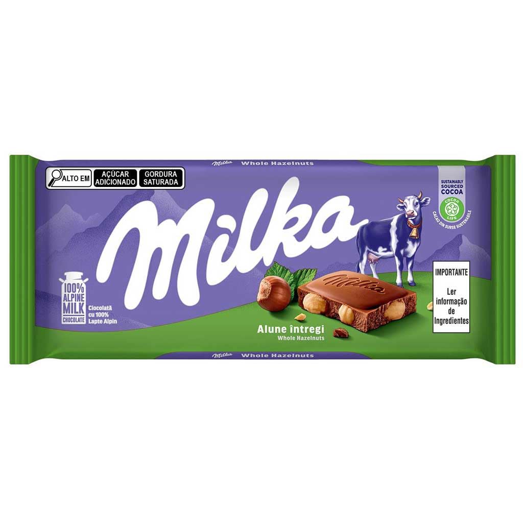Milka Hazelnut Milk Chocolate Bar 10 Pcs {(Box})"Deliciousness that brings a smile"