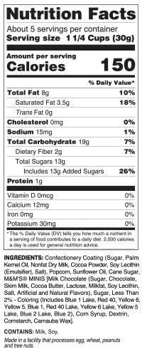 M&M Mini's Candy Coated Popcorn (12 x 5.25oz bag) "Taste the sweetness in every bite" For All Occasions