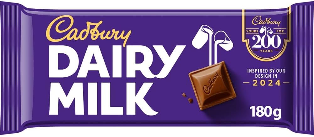 Cadbury Dairy Milk Chocolate Bar, The Classic Creamy Taste of Smooth Milk Chocolate to Share, Gift or Snack, 180 g (Pack of 4)