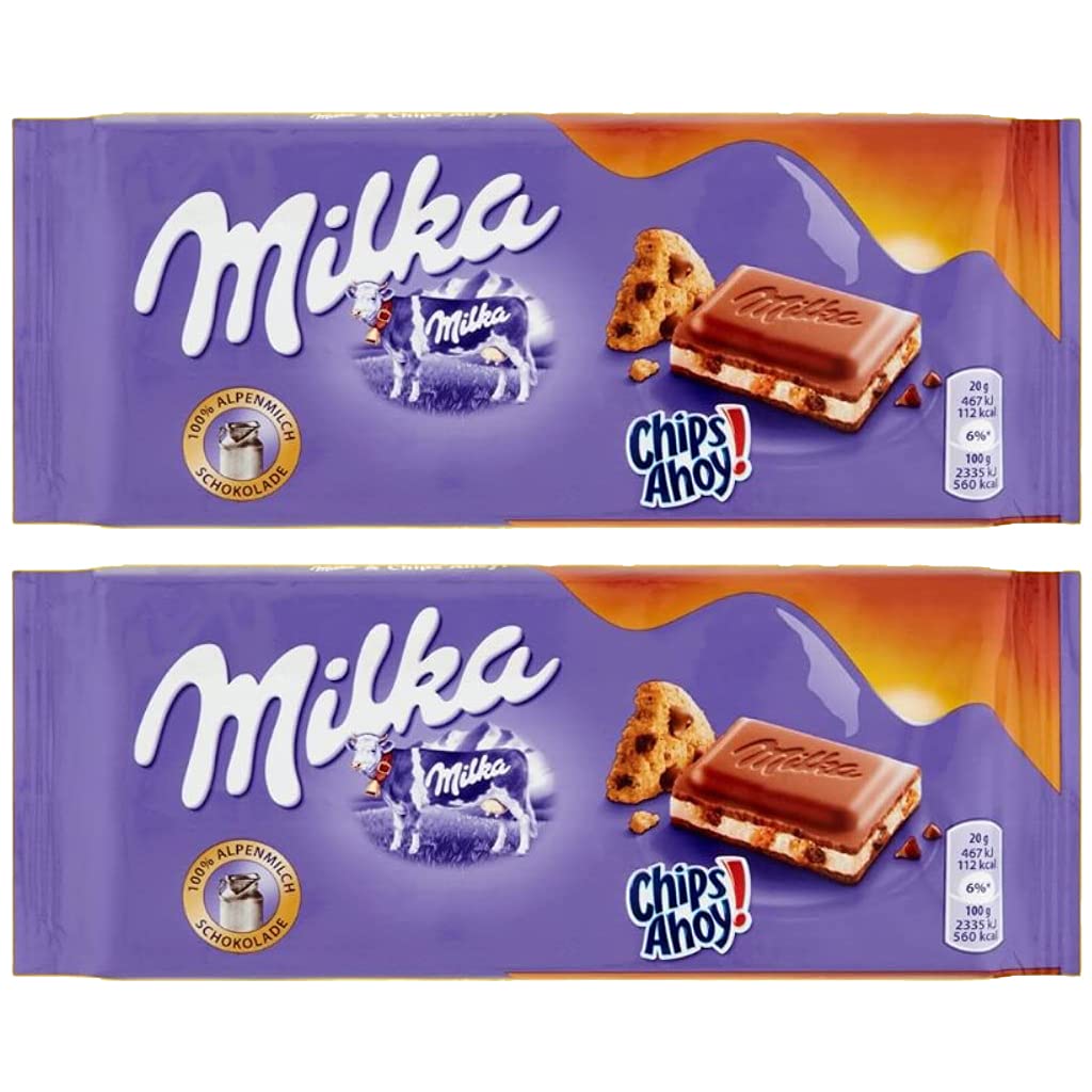 Milka Chips Ahoy Chocolate Bar 10 Pcs {(Box})"Deliciousness that brings a smile"