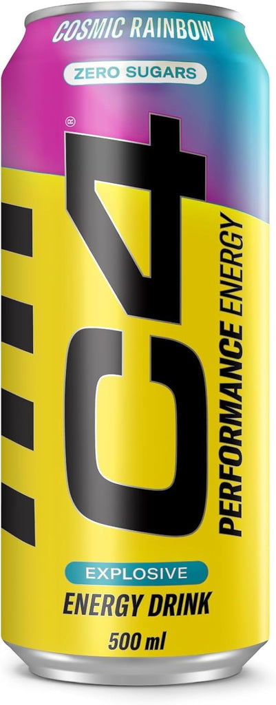 C4 Performance Energy Drinks Cosmic Rainbow Flavor Zero Sugar 500ml (Pack of 12) "Formulated To Invigorate And Energize"