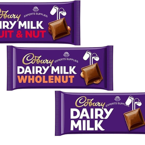 Cadbury Mixed (Pack of 3) Dairy Milk Chocolate Triplet Bar Milk Wholenut Fruit & Nut 180g Share Treat Birthday Gift