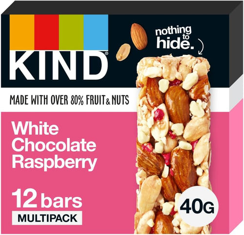 Kind Bars, White Chocolate Raspberry Healthy Snack Bar 40g (Pack Of 12) 