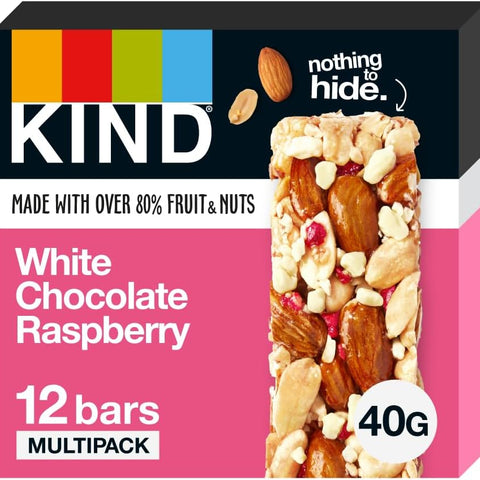 Kind Bars, White Chocolate Raspberry Healthy Snack Bar 40g (Pack Of 12) 