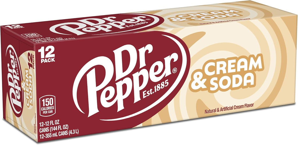Dr Pepper Drink Can 355ml Pack, Cream Soda, 4260 millilitre, (Pack of 12)