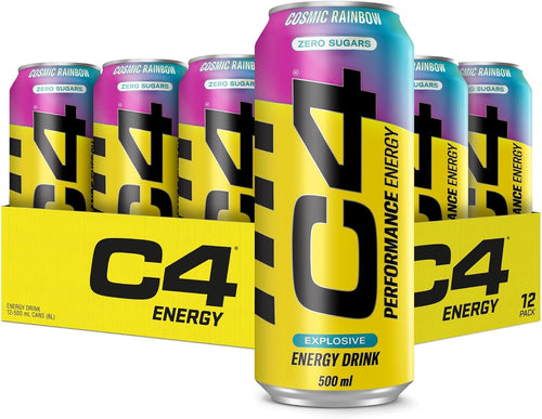 C4 Performance Energy Drinks Cosmic Rainbow Flavor Zero Sugar 500ml (Pack of 12) 