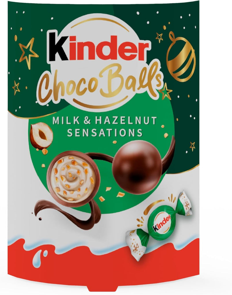 Kinder Choco Balls, Milk Chocolate, Creamy Milky Filling & Hazelnut Pieces 90g (Pack Of 4) Tasty And Twisty