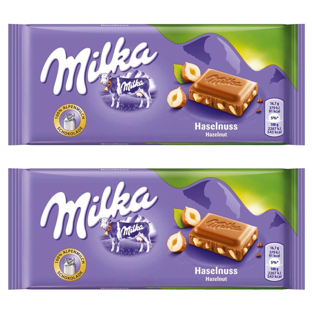 Milka Hazelnut Milk Chocolate Bar 10 Pcs {(Box})"Deliciousness that brings a smile"