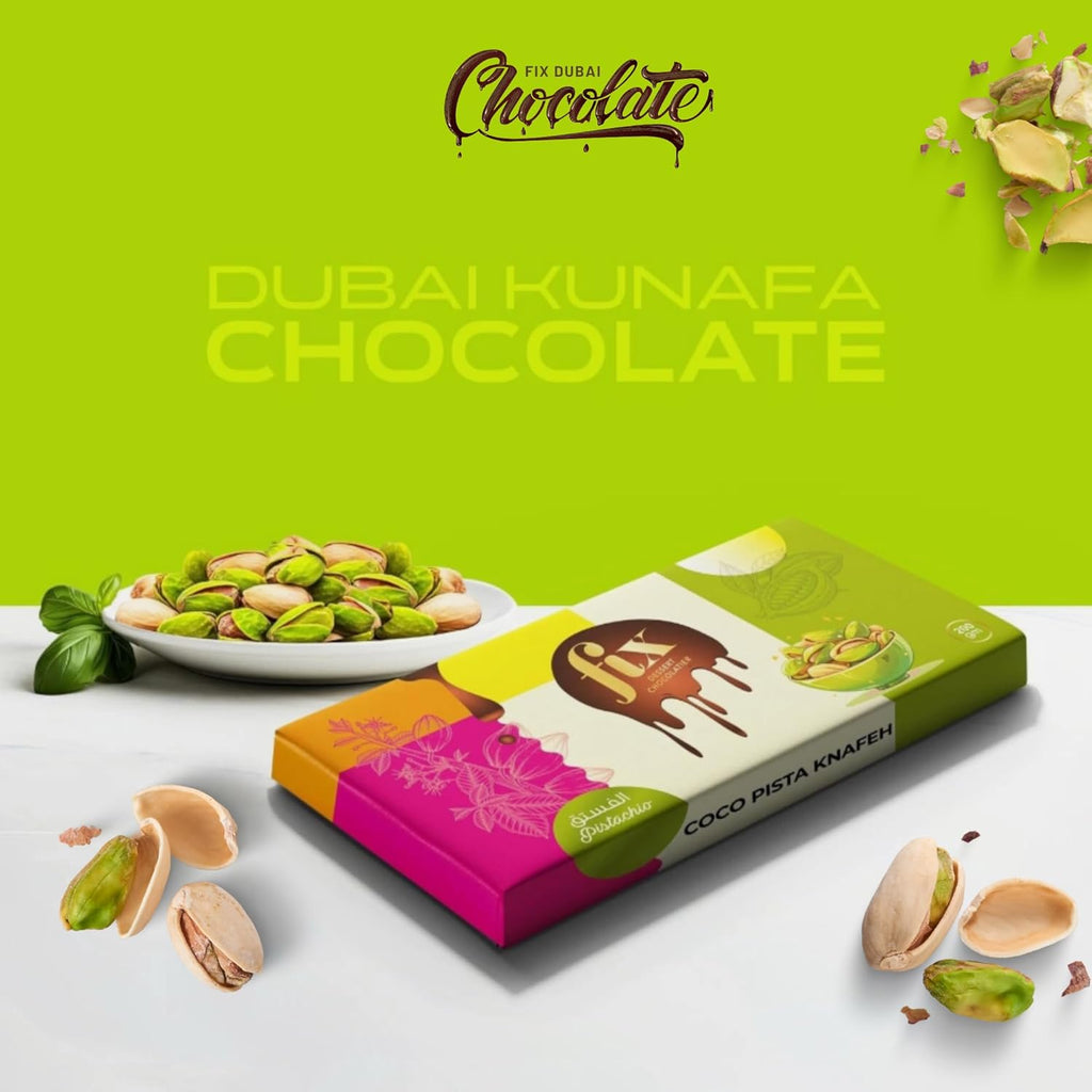 2 X Dubai Chocolate Bar Pistachio Kunafa Fit Chocolate Sweets Treat Box (200g)