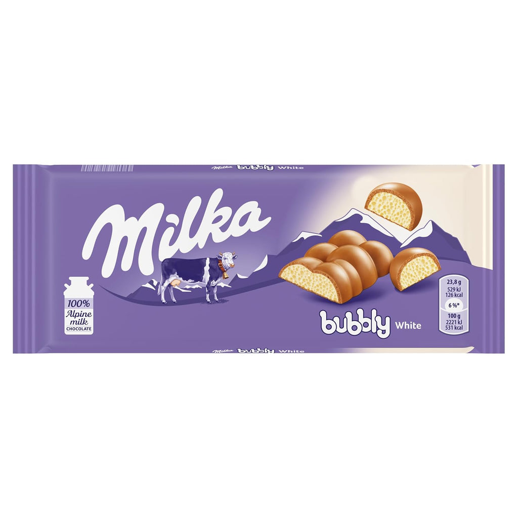 Milka Bubbly White Chocolate Bar 10 Pcs {(Box}) "Serving up some sweet happiness."