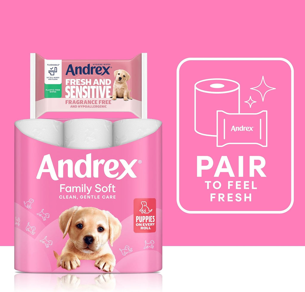 Andrex Family Soft Toilet Paper 24 Rolls (Pack of 2), 170 sheets Per Roll Gentle on your Family’s skin