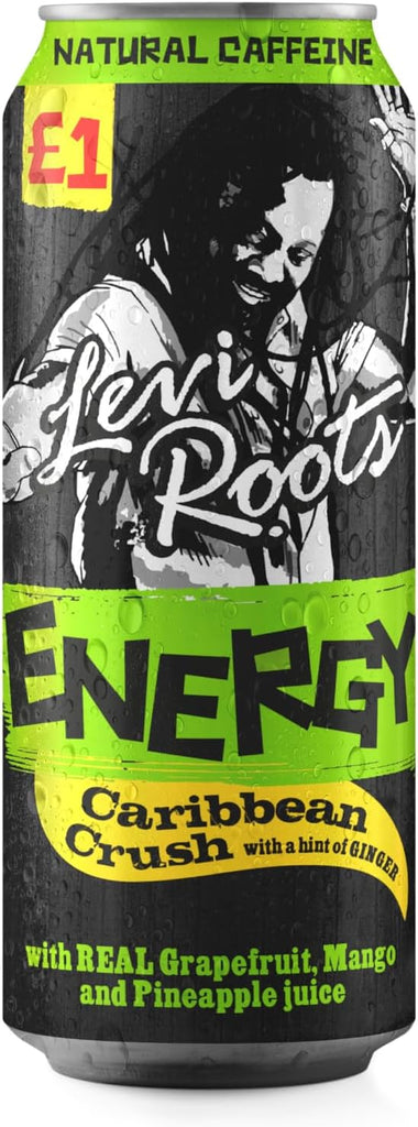 Levi Roots Energy Drink Caribbean Crush With Hint Of Ginger 500ml (Pack of 12) "Deliciousness that brings a smile" For All Occasions