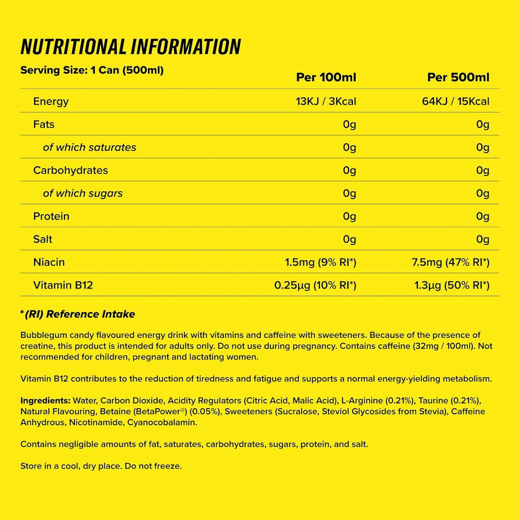 C4 Performance Energy Drink Millions Bubblegum Flavor Zero Sugar (Pack of 12) "Formulated To Invigorate And Energize"