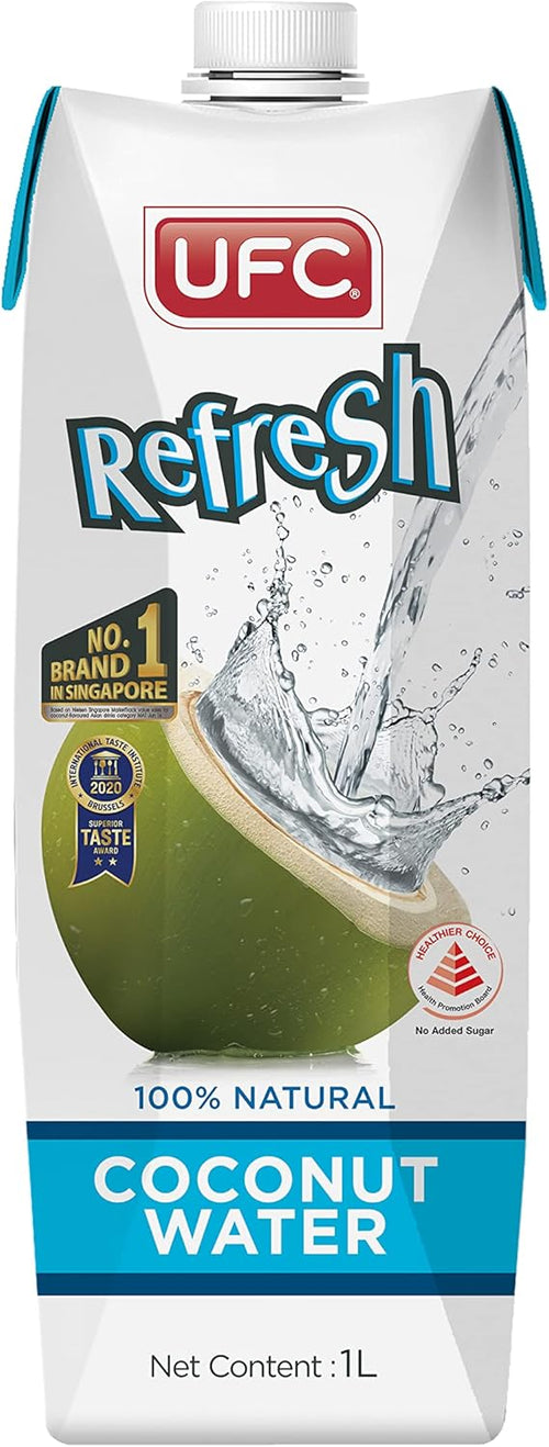 UFC Refresh 100% Natural Coconut Water 1Ltr (Pack of 6) 