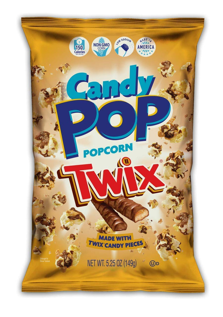 Twix Candy Coated Popcorn,Made with Real Twix Candy (12 x 5.25oz bag) "Taste the sweetness in every bite" For All Occasions