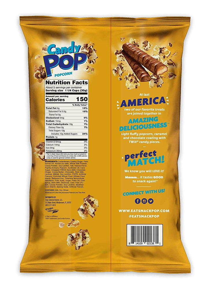 Twix Candy Coated Popcorn,Made with Real Twix Candy (12 x 5.25oz bag) "Taste the sweetness in every bite" For All Occasions