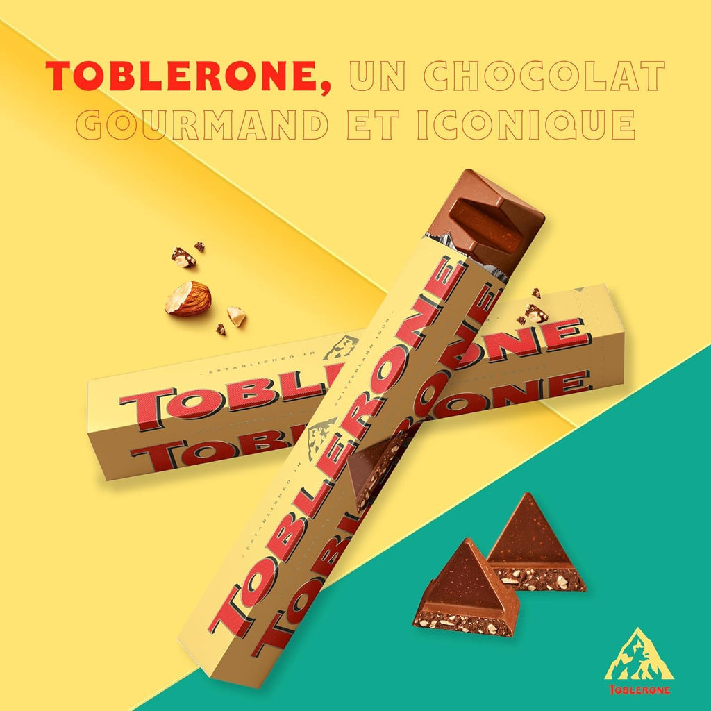 Toblerones Milk Chocolate with Honey & Almond Nougat, 24 x 35g Bars(Full Box) "Taste The Sweetness In Every Bite"