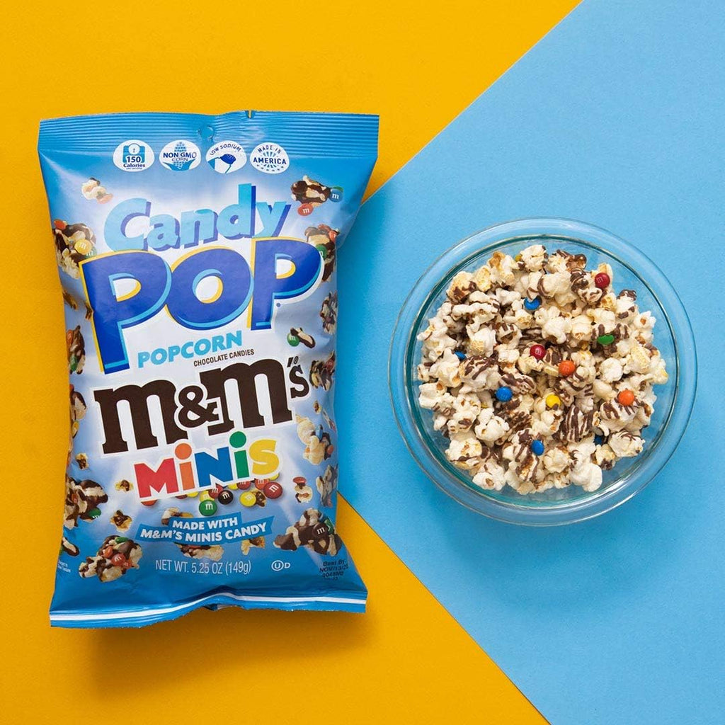 M&M Mini's Candy Coated Popcorn (12 x 5.25oz bag) "Taste the sweetness in every bite" For All Occasions
