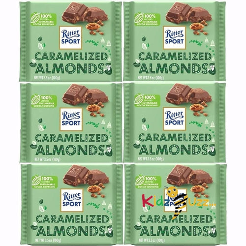 Ritter Sport Chocolate Bar 100g Caramelized Almonds 100g -, 06 Packs
