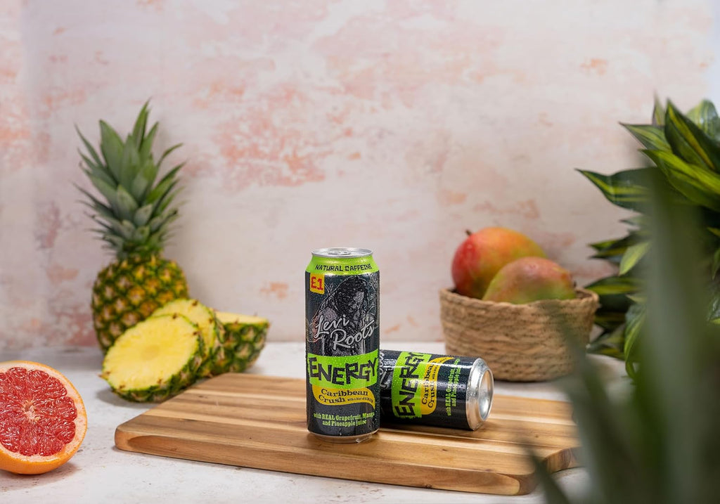 Levi Roots Energy Drink Caribbean Crush With Hint Of Ginger 500ml (Pack of 12) "Deliciousness that brings a smile" For All Occasions