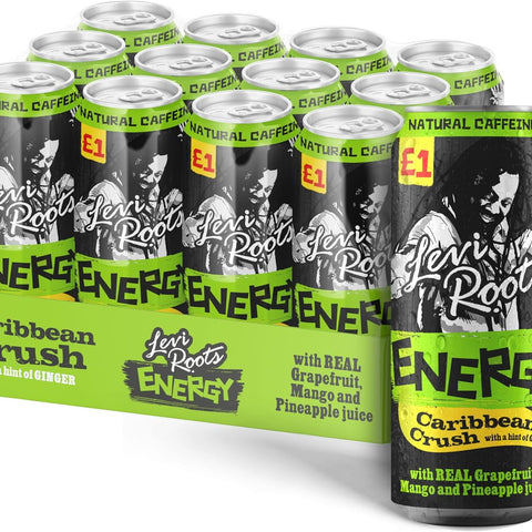 Levi Roots Energy Drink Caribbean Crush With Hint Of Ginger 500ml (Pack of 12) 