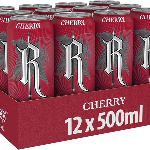 Relentless Cherry Energy Drink, 500ml (Pack of 12) 