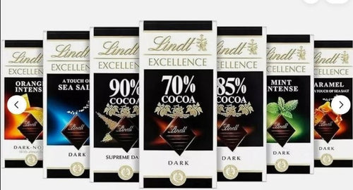 Lindt Excellence Mixed Selection Chocolate Bars, (100 g x Pack of 12)