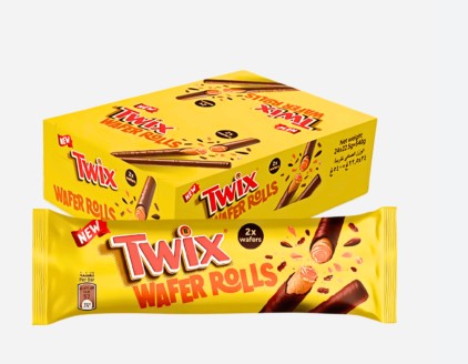 Twix Wafer Rolls Milk Chocolate Bars Full Box of 12 x 22.5g Bars