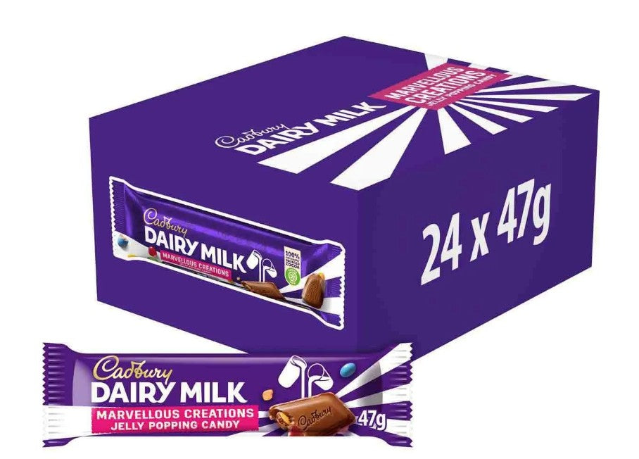 Cadbury Dairy Milk Jelly Popping Candy 24 Pcs Bar (Full Box) "Taste The Sweetness In Every Bite"