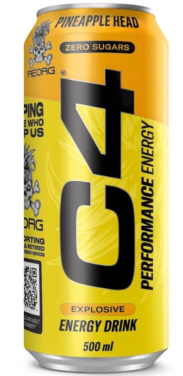 C4 Performance Energy Drinks Pineapple Head 500ml (Pack of 12) Delicoius And Tasty "A symphony of flavors"