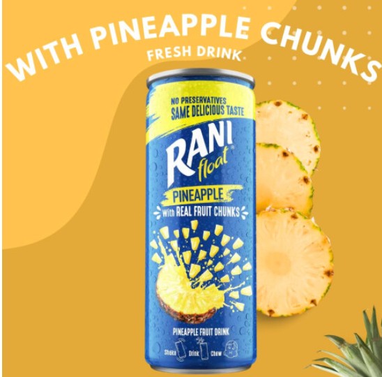 Rani Float Pineapple Fruit Drink With Chunks 240ml (Pack of 24) "A symphony of flavors"