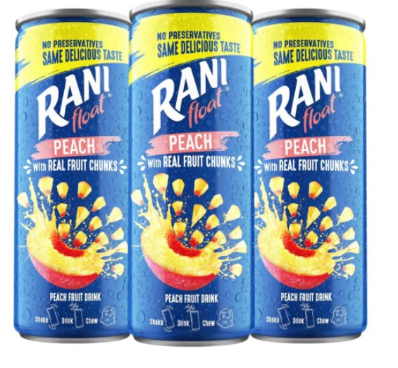 Rani Float Peach Fruit Drink With Chunks 240ml (Pack of 24) Delicoius And Tasty