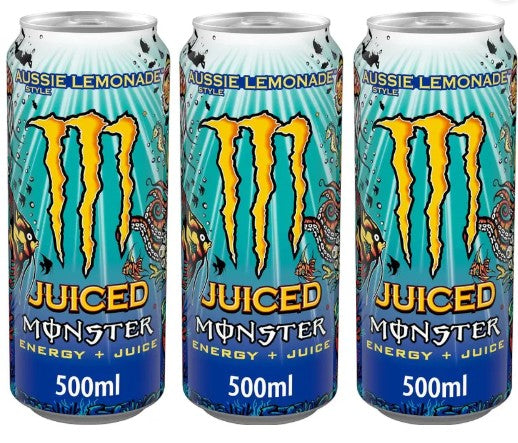 Monster Energy Drink Aussie Lemonade Style Juiced Energy Drink 500ML (Pack of 6) “Charge Your Life, One Sip at a Time” For All Occasions