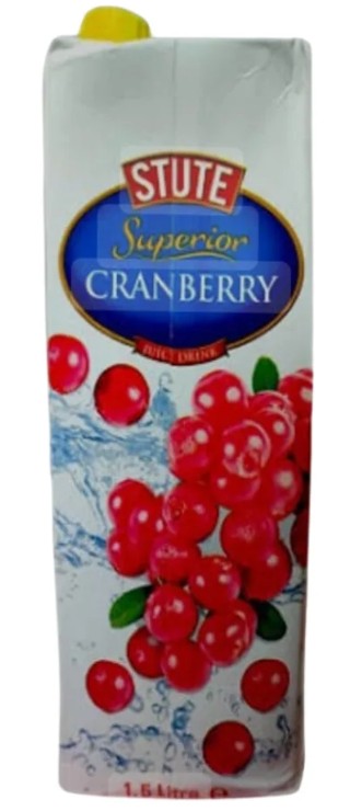 Stute Cranberry Juice Drink 1.5Ltr (Pack of 8) "A symphony of flavors" For All Occasions