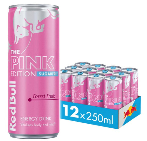 Red Bull Energy Drink Sugar Free Pink Edition Forest Fruits 250ml (Pack of 12) “Charge Your Life, One Sip at a Time” For All Occasions
