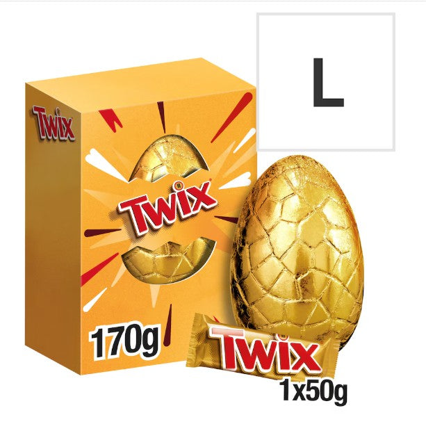 Twix Milk Chocolate Easter Egg 170g (Pack of 4) "Deliciousness that brings a smile" For All Occasions Easter,Christmas,Birthday