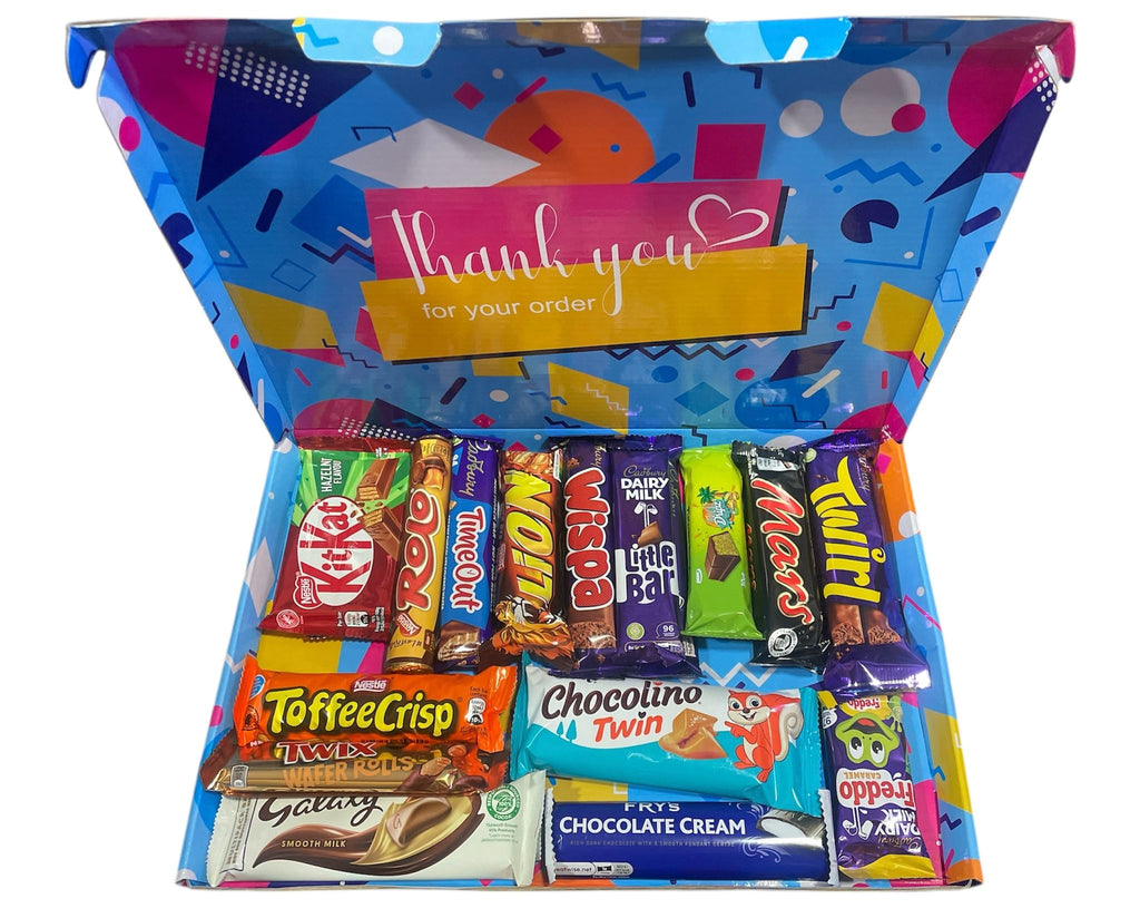 A Mix Of Treats 15 Chocolate Bars, Hamper – Gift Box with Mixed Flavors "Serving up some sweet happiness" Special For All Occasions Christmas,Birthday,Easter