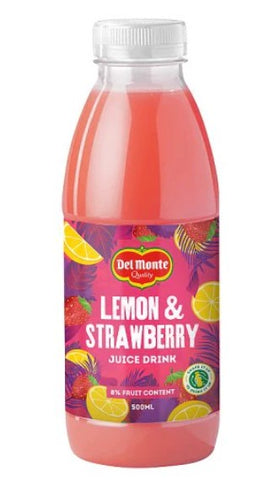 Del Monte Lemon & Strawberry Juice drink 500ml (Pack of 12) 