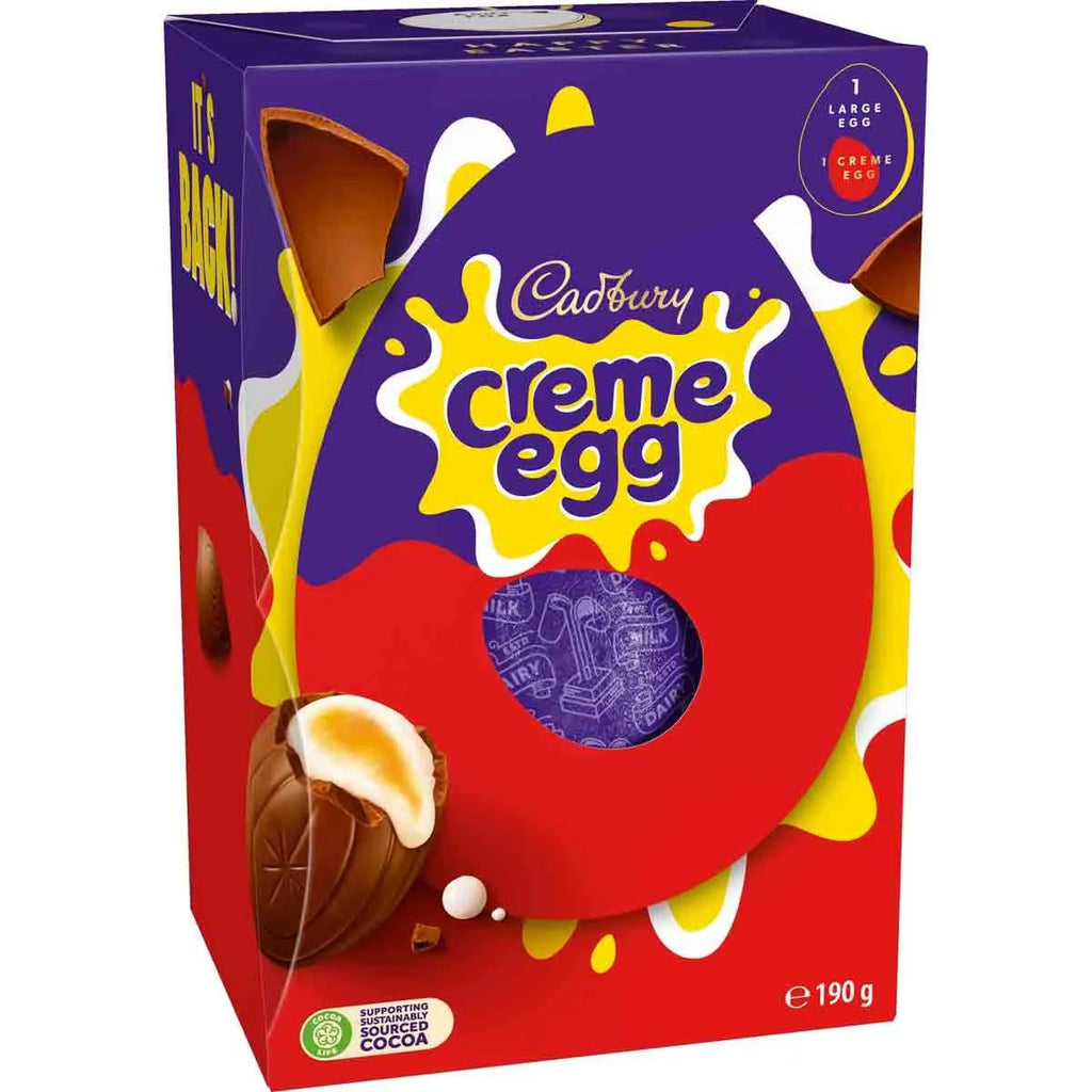 Cadbury Creme Egg Large Easter Egg 190g (Pack of 2) "Taste The Sweetness In Every Bite" Twisty Treat, Special For Easter Christmas,Birthday