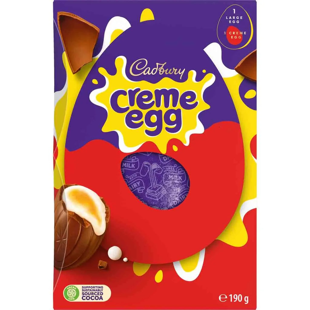 Cadbury Creme Egg Large Easter Egg 190g (Pack of 2) "Taste The Sweetness In Every Bite" Twisty Treat, Special For Easter Christmas,Birthday