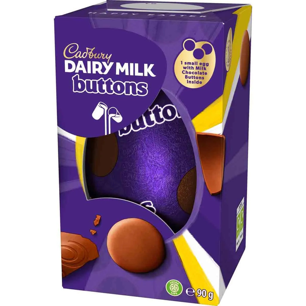 Cadbury Dairy Milk Chocolate Buttons Egg 90g (Pack of 6) "Taste The Sweetness In Every Bite" Twisty Treat, Special For Easter Christmas,Birthday