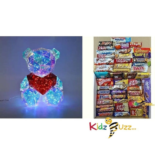 Valentine Day Special Gift Led Light Up Teddy Bear With Mix Chocolate Hamper I Perfect Gift For Your Special One