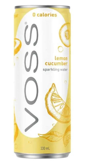 VOSS Water Sparkling Lemon Cucumber 330ml (Pack of 10) Fresh, Fruity Flavor Sparkling Water